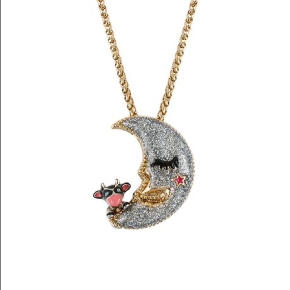 Betsey Johnson Cow Jumped Over the Moon Necklace